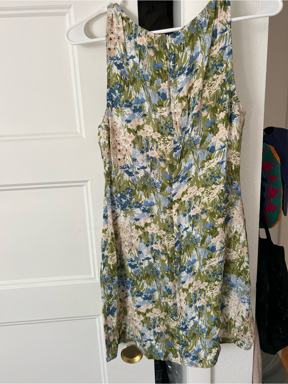 Reformation Olive Green, Sky Blue & Blush Floral Mini Dress - Picture 3 of 3
